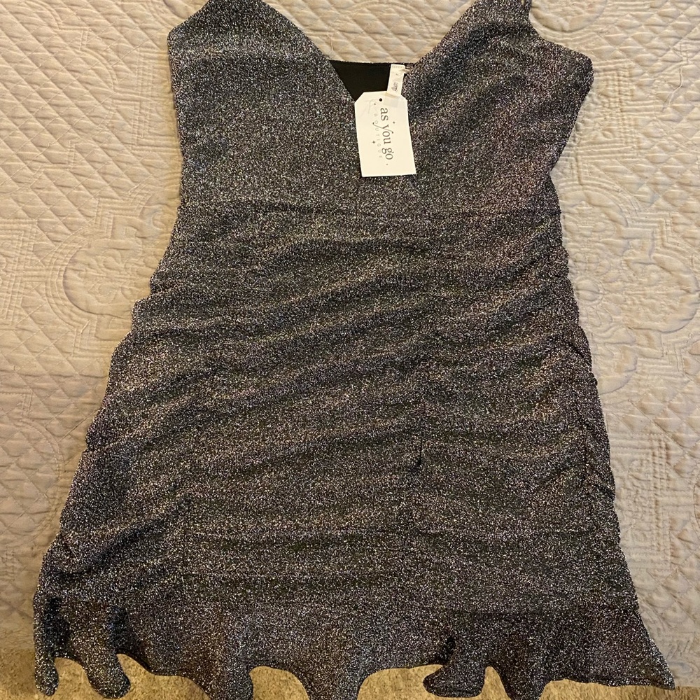 Spaghetti strap black and silver mini dress